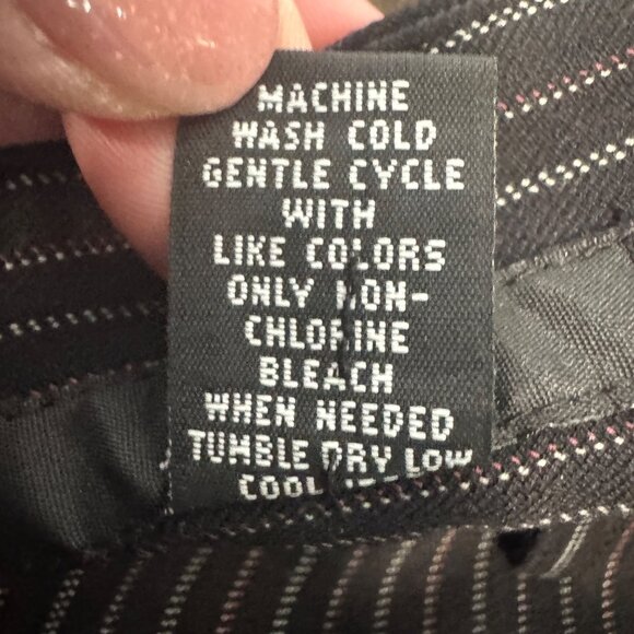 Alfani Pinstripe Wide Leg Black Trousers Size 6 Polyester Blend Stretch - Picture 5 of 7